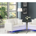 Miami White - Sofa and Loveseat Set (LED Lights) — Exact product detail: Left-side detail