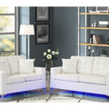 Miami White Sofa and Loveseat Set — LED Lights
