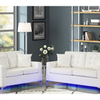 Miami White Sofa and Loveseat Set — LED Lights