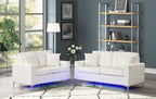 Miami White - Sofa & Loveseat Set (LED LIGHTS) — additional view [1]