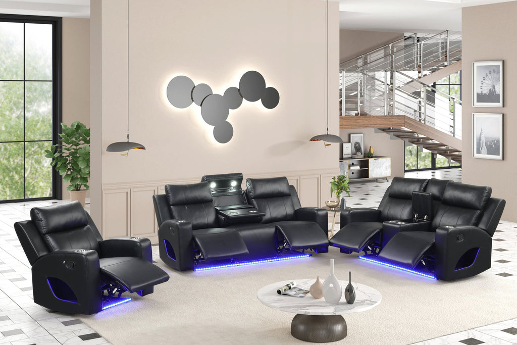 Pinnacle Black 3PC Reclining Set **NEW ARRIVAL** — additional view [1]