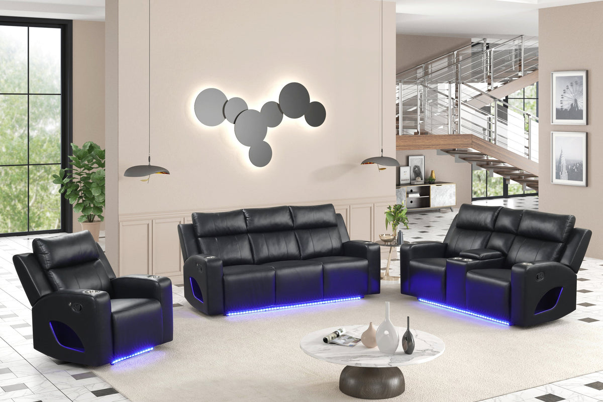 Pinnacle Black 3PC Reclining Set **NEW ARRIVAL** — additional view [2]