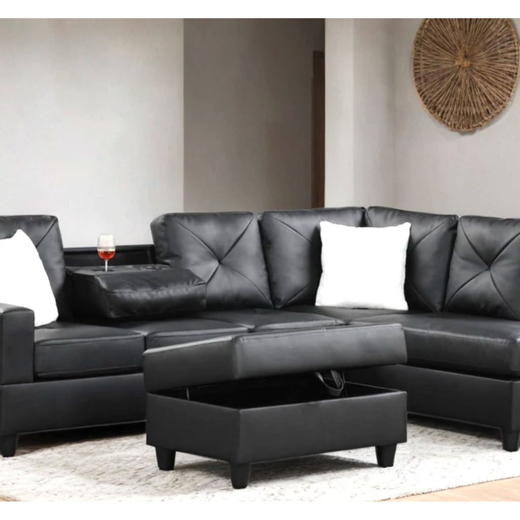 Rocket PU Reversible Sectional — Black