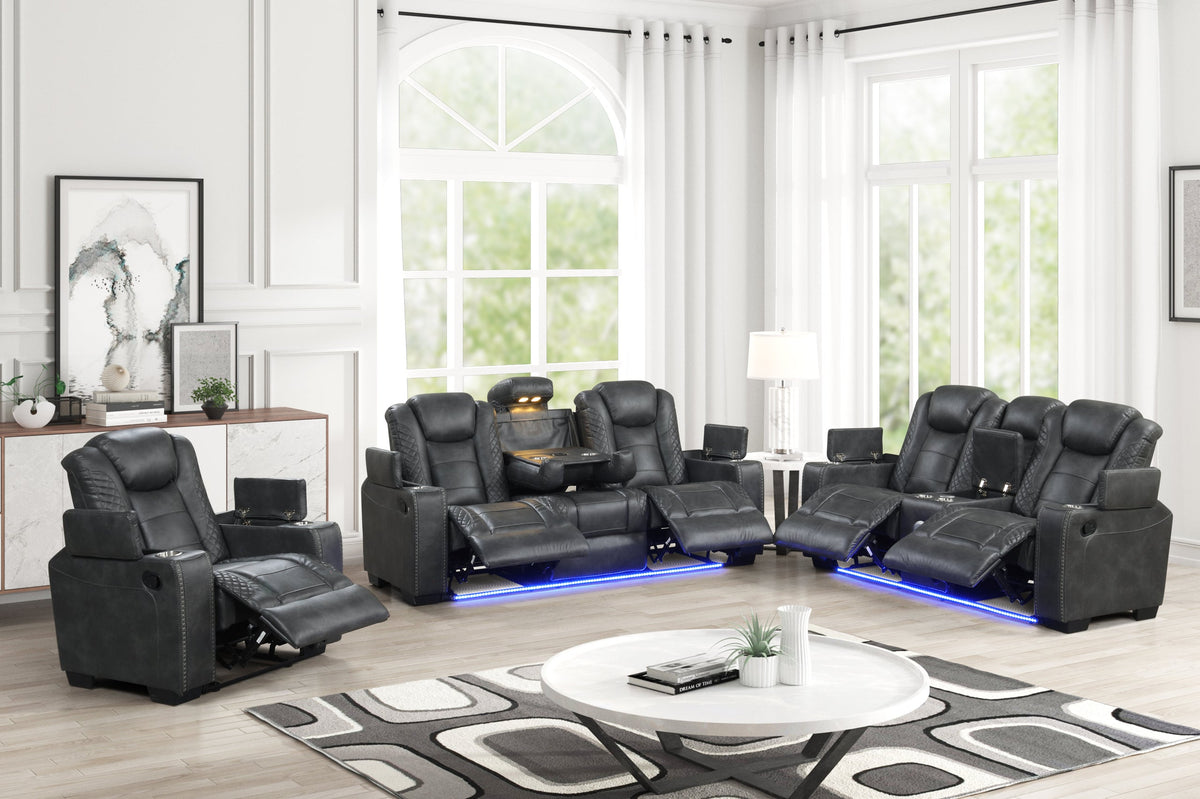 STEFANO30 3PC Reclining Set (Gray) — additional view [1]