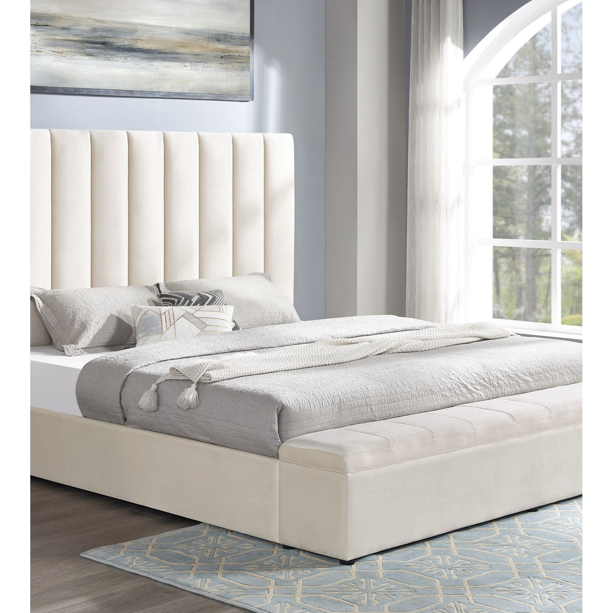 Valencia Beige Platform Bed — Queen and King