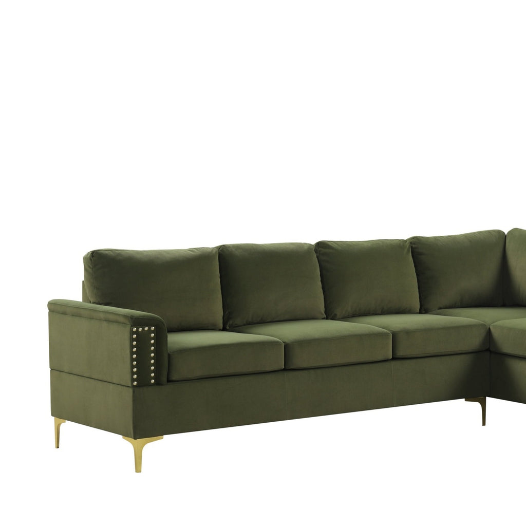 Vogue2 Olive Sectional — Exact product detail: Left-side detail