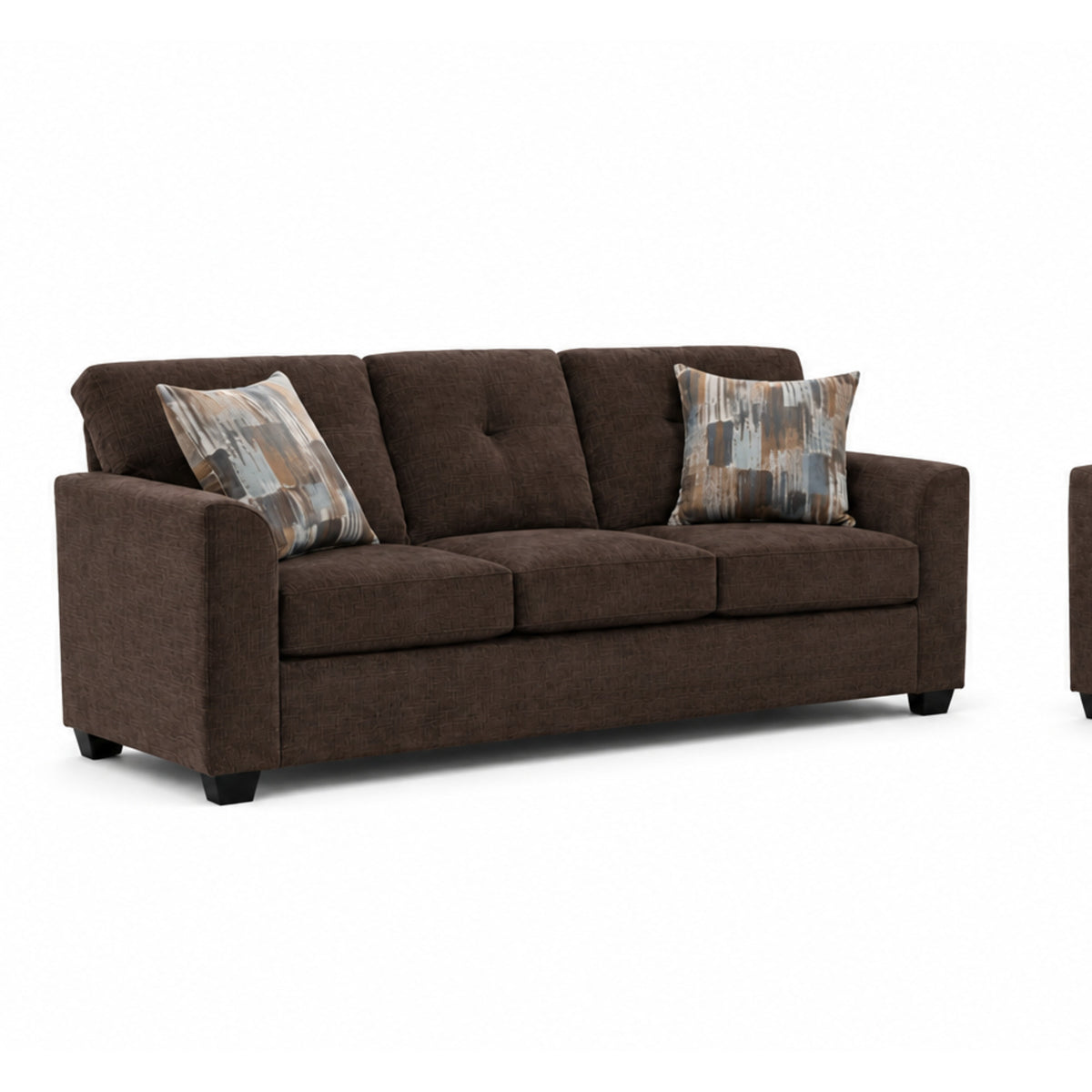 Washington 3000 Chocolate Sofa and Loveseat — Exact product detail: Left-side detail