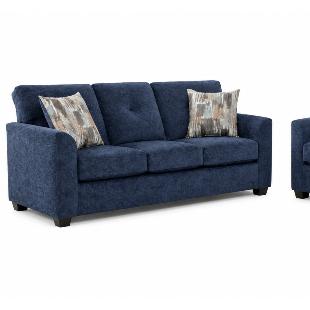 Washington 3000 Navy Sofa and Loveseat — Exact product detail: Left-side detail