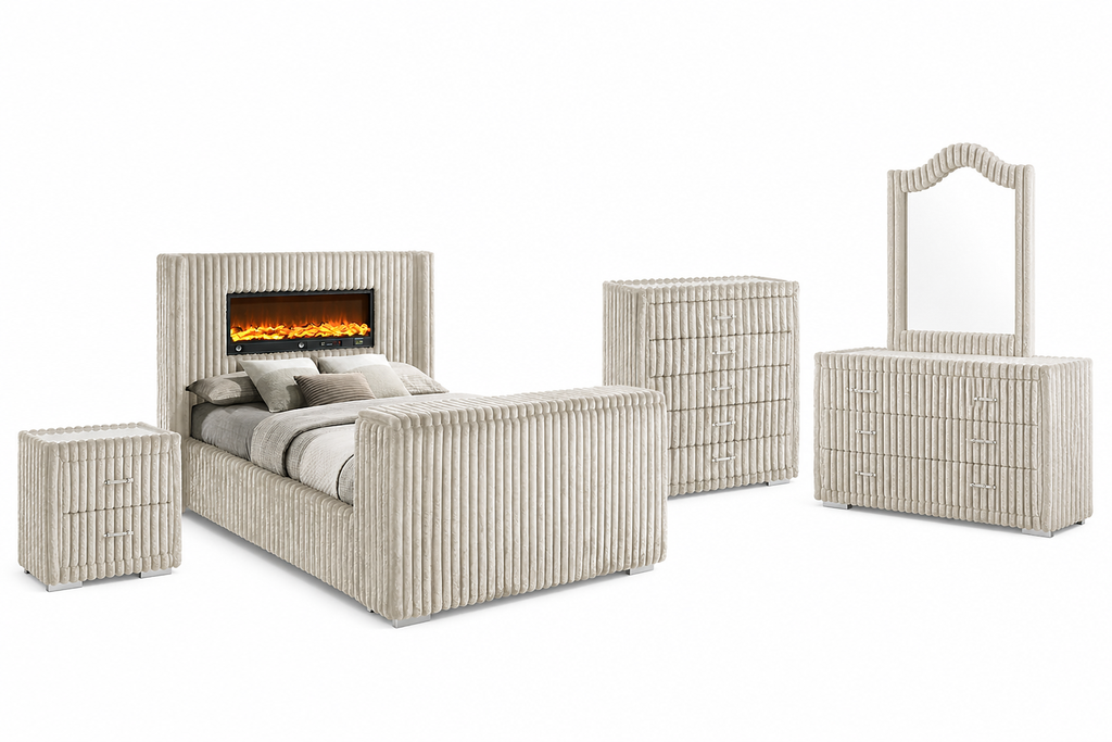 Henley cream five-piece bedroom collection on a white background