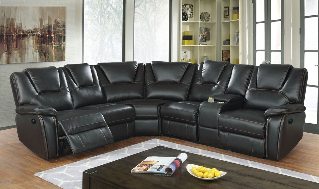 Galaxy Home Hong Kong Power Reclining Sectional in Black
