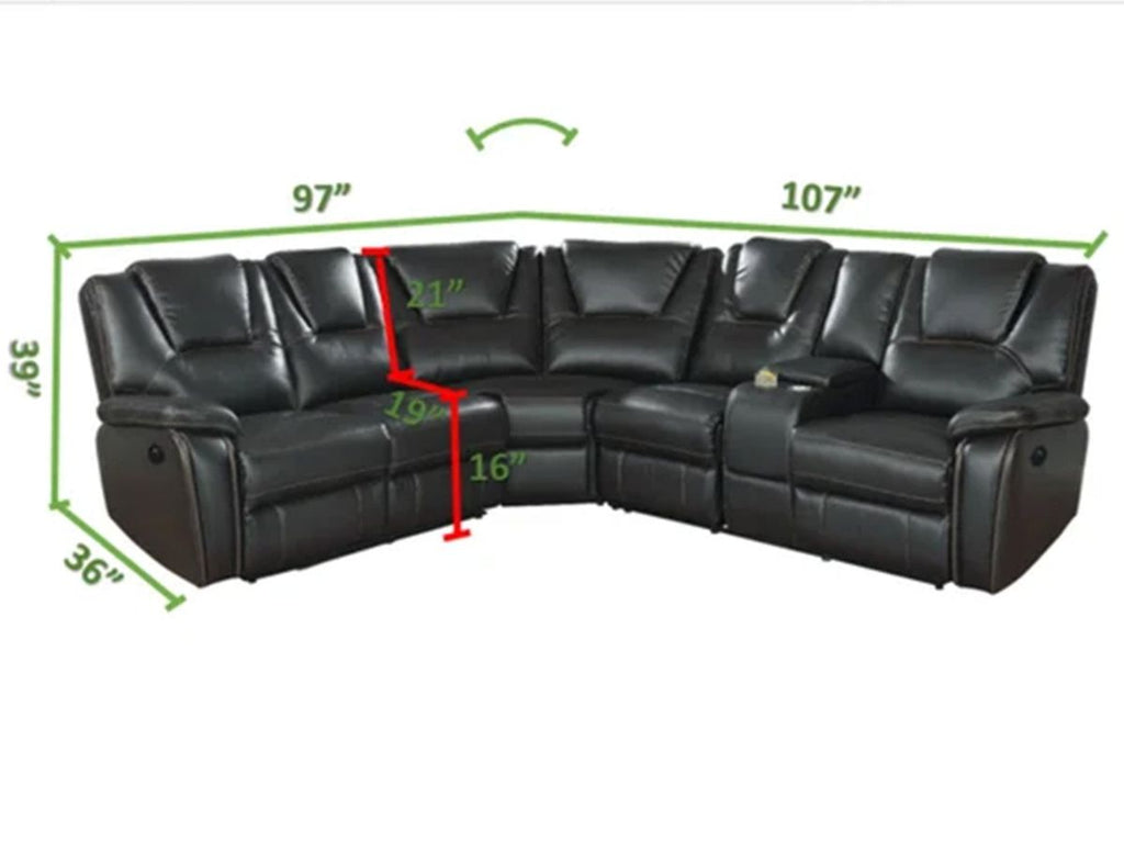 Galaxy Home Hong Kong Power Reclining Sectional in Black
