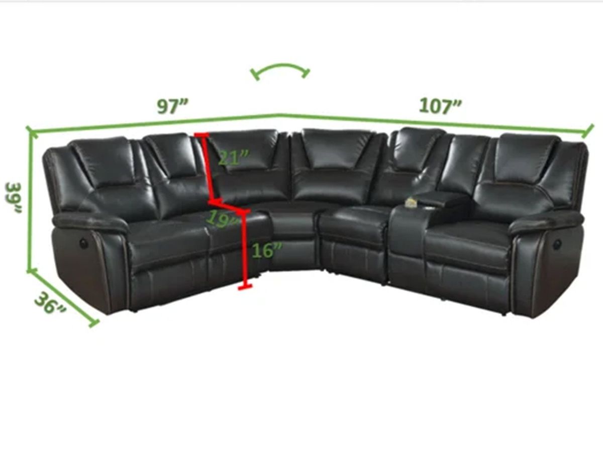 Galaxy Home Hong Kong Power Reclining Sectional in Black