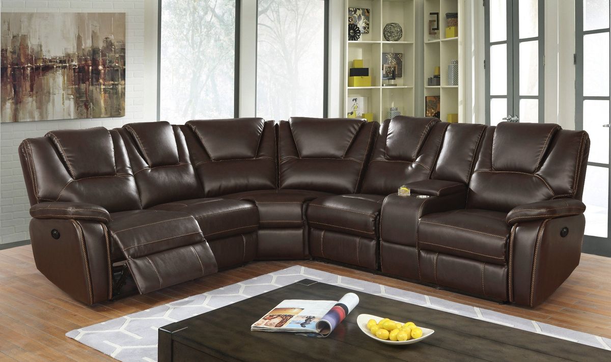 Galaxy Home Hong Kong Power Reclining Sectional in Brown
