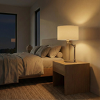 Horizon Brushed Nickel Table Lamp with On/Off Switch Curved Metal Base Linen Shade