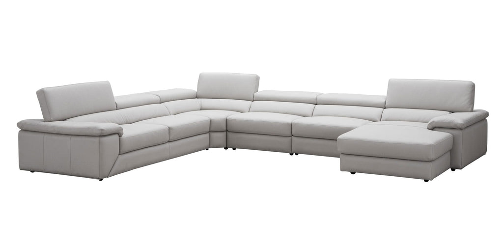 Kobe Leather Sectional in Silver Grey | J&M Furniture