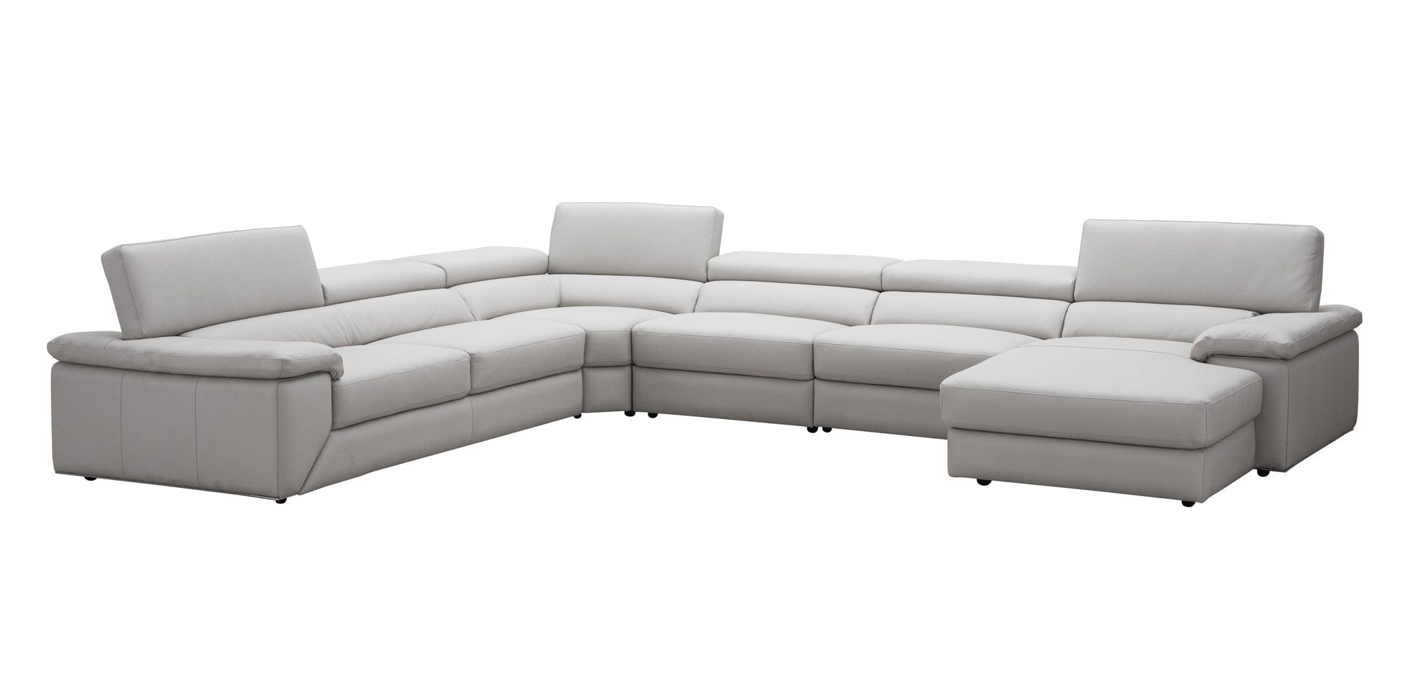 Kobe Leather Sectional in Silver Grey | J&M Furniture