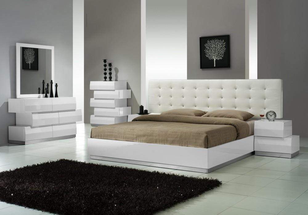 Milan Modern Bed in White | J&M Furniture