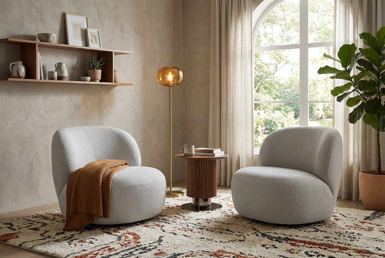Cove Swivel Chair in Light Grey | J&M Furniture