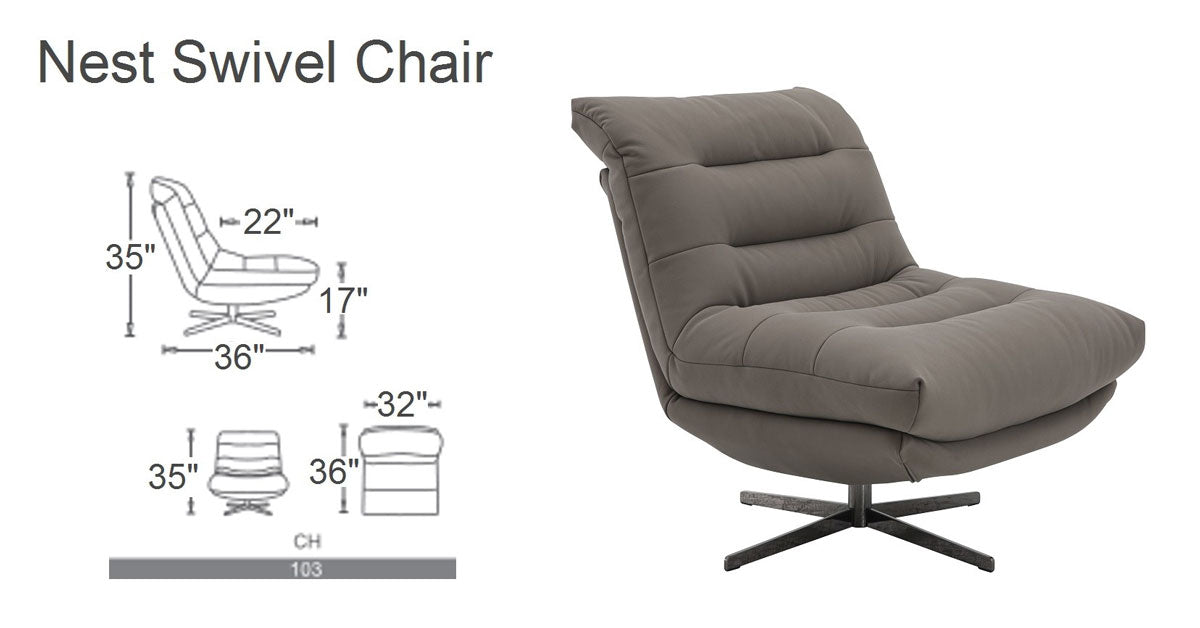 Nest Swivel Chair in Light Grey | J&M Furniture