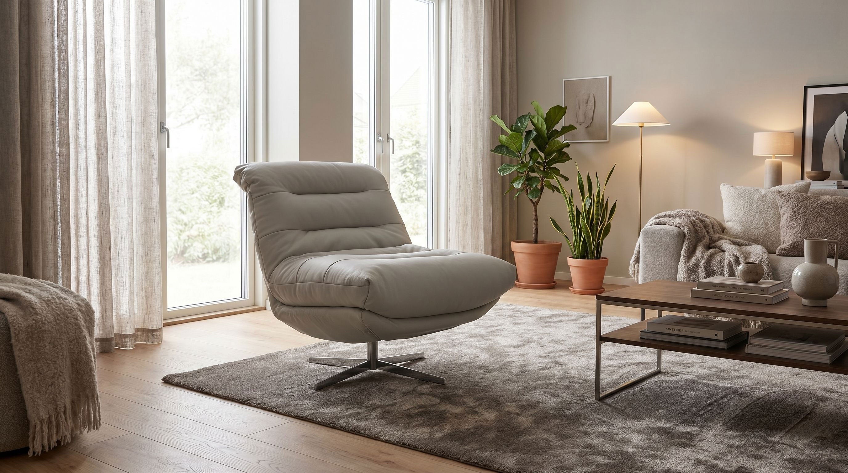 Nest Swivel Chair in Milk Tea | J&M Furniture