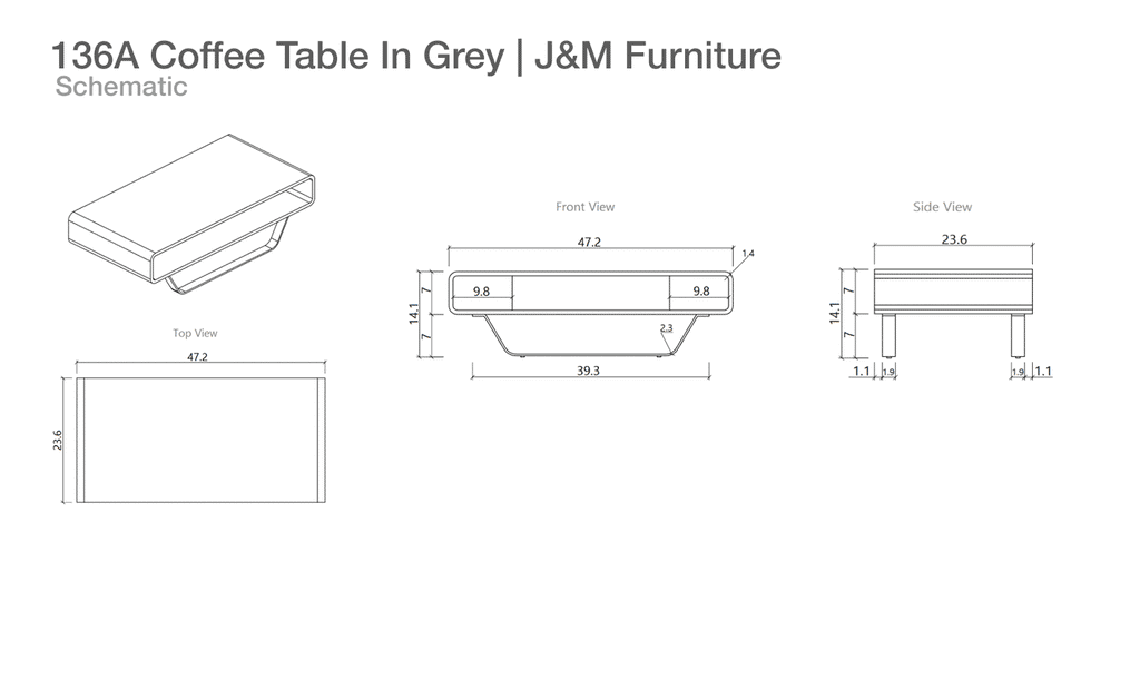 136A Coffee Table In Grey | J&M Furniture