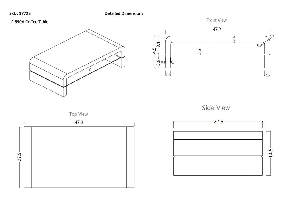 690A Modern Coffee Table | J&M Furniture