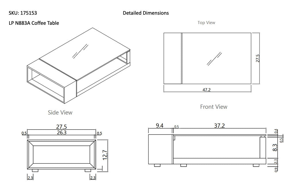 883 Modern Coffee Table | J&M Furniture