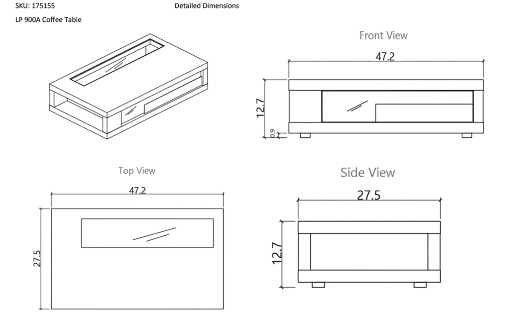 Modern Coffee Table 900 | J&M Furniture