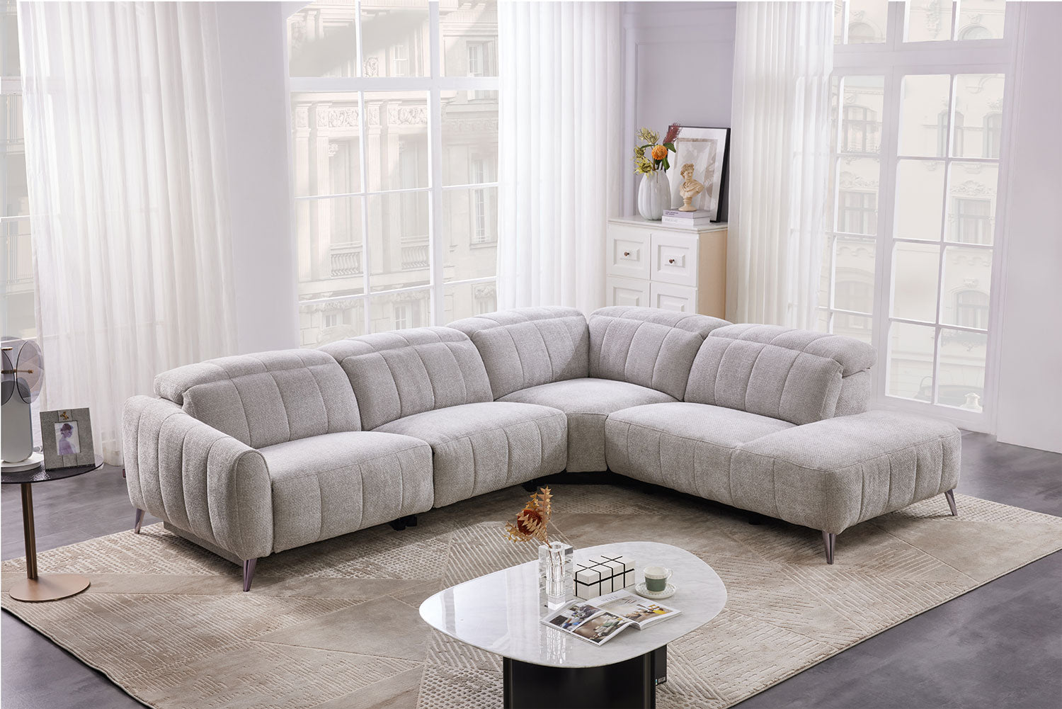 50738 Motion Fabric Sectional in Light Grey | J&M Furniture