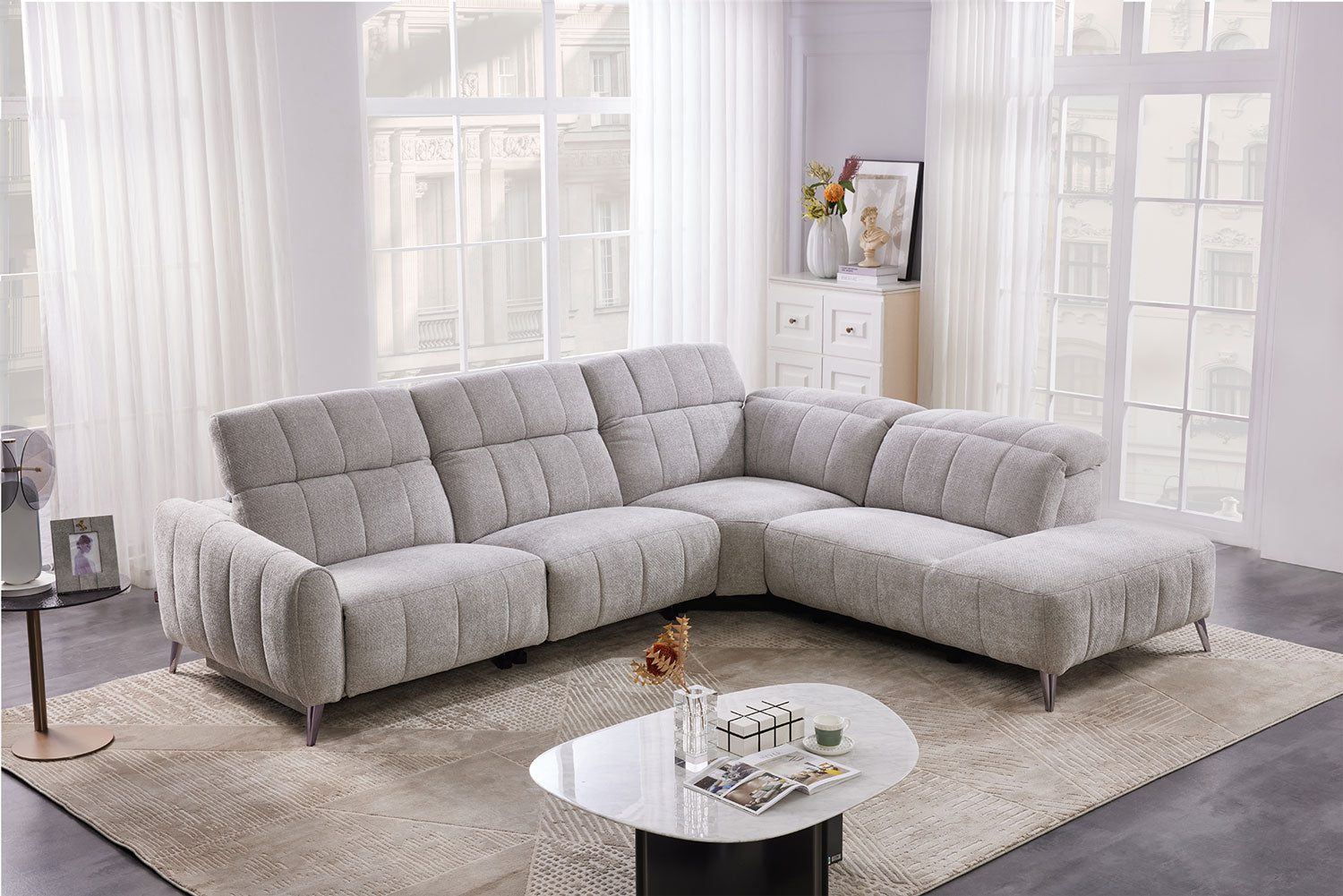 50738 Motion Fabric Sectional in Light Grey | J&M Furniture