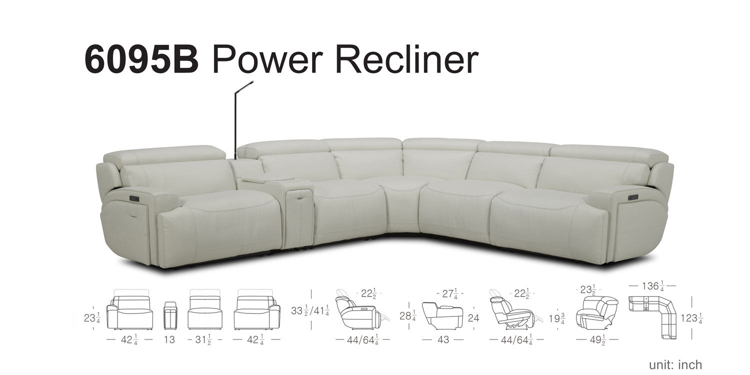 6095B Power Sectional in Grey | J&M Furniture