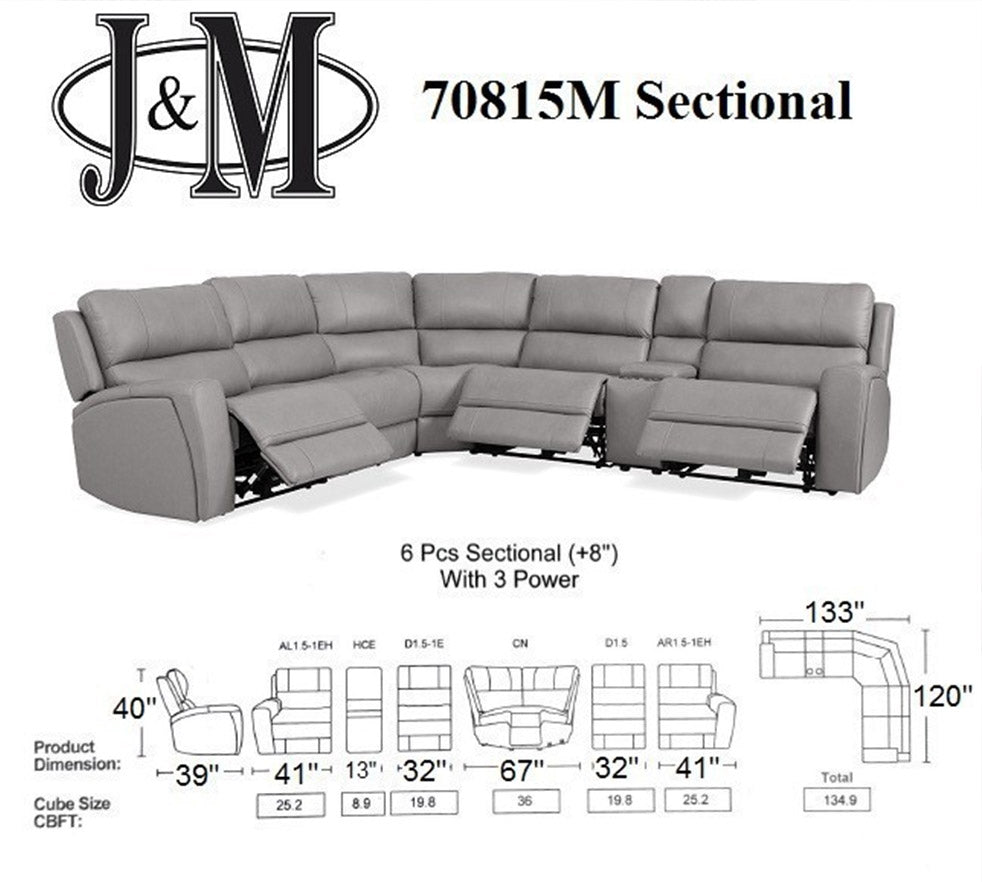 70815M Reclining Sectional in Grey | J&M Furniture