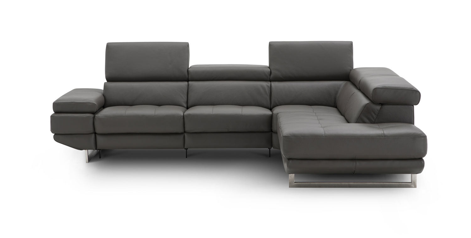 Annalaise Leather Recliner Sectional in Dark Grey | J&M Furniture