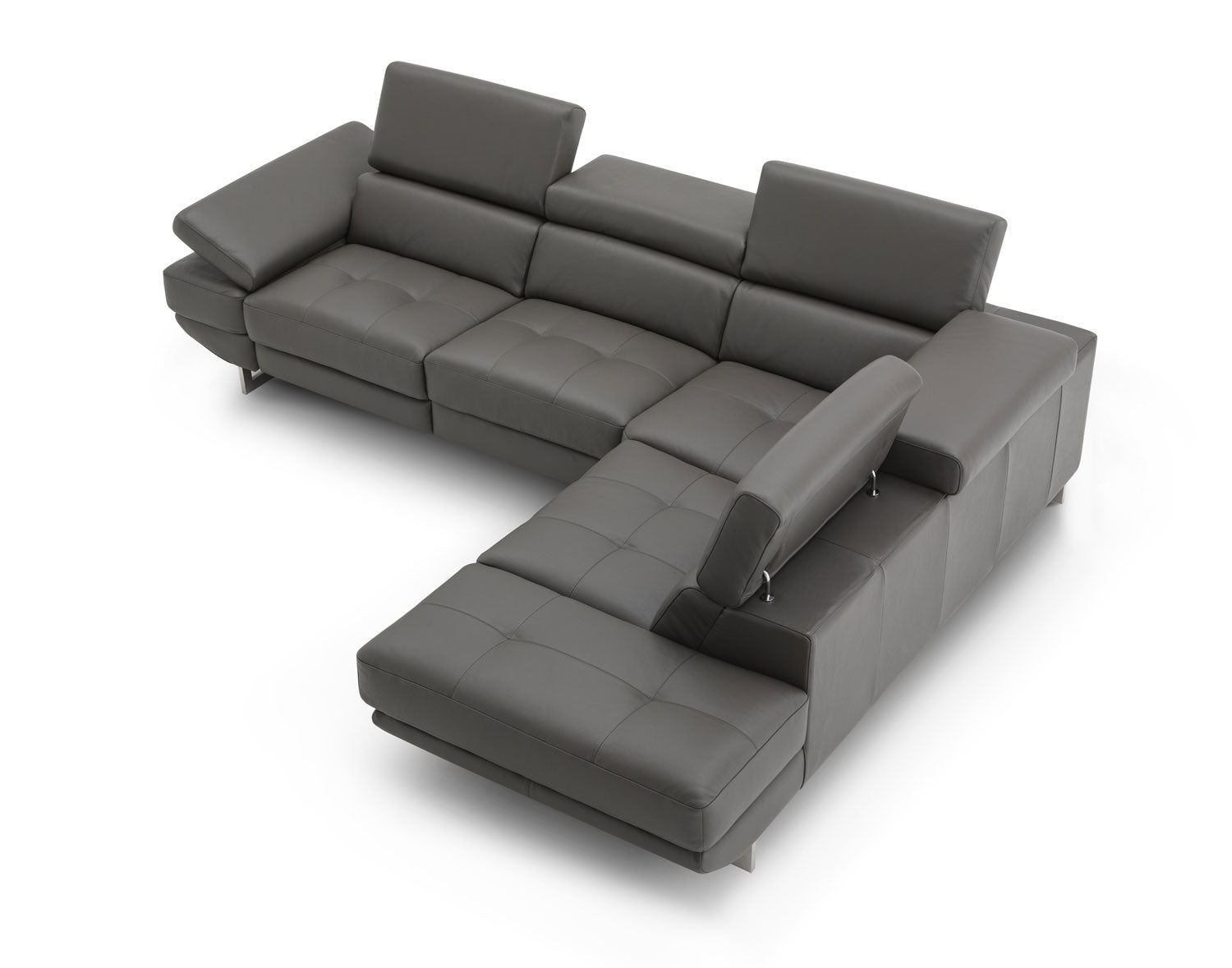 Annalaise Leather Recliner Sectional in Dark Grey | J&M Furniture