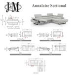 Annalaise Leather Recliner Sectional in Dark Grey | J&M Furniture