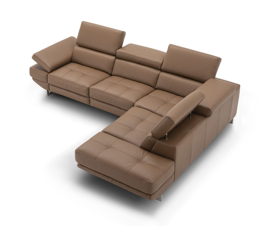 Annalaise Recliner Leather Sectional in Caramel | J&M Furniture