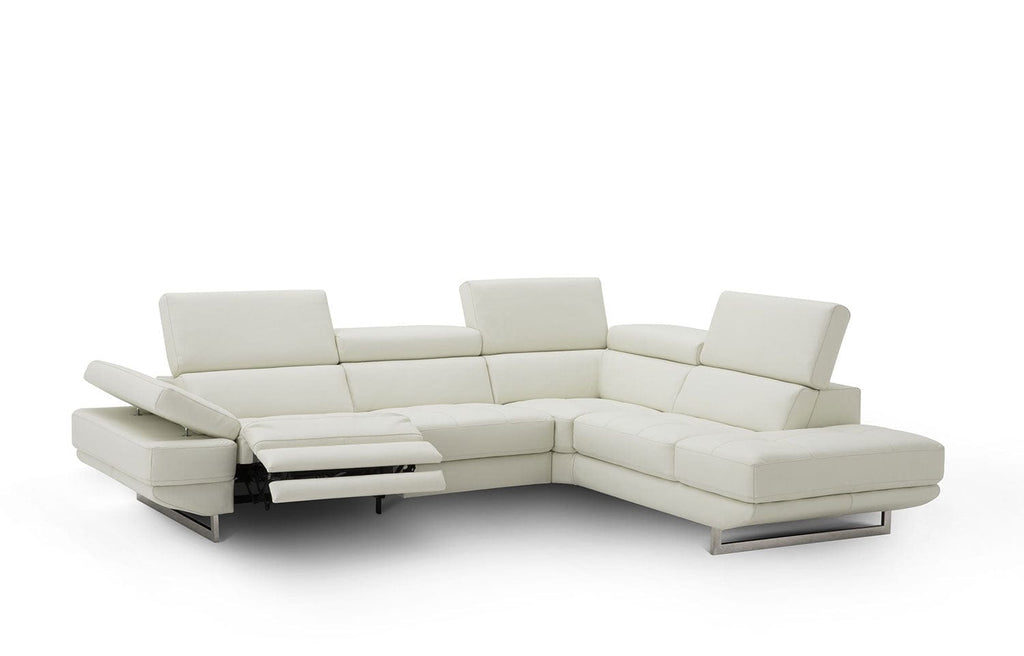 Annalaise Reclining Leather Sectional in Snow White | J&M Furniture