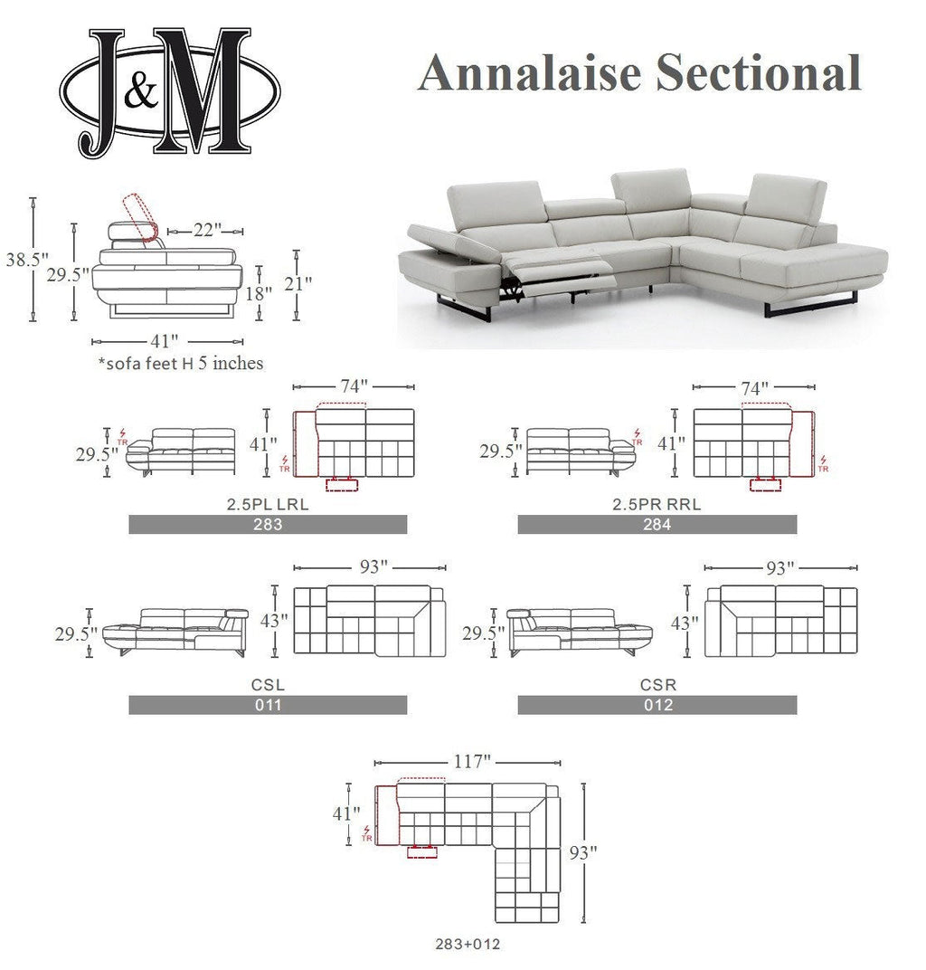 Annalaise Recliner Leather Sectional in Truffle | J&M Furniture