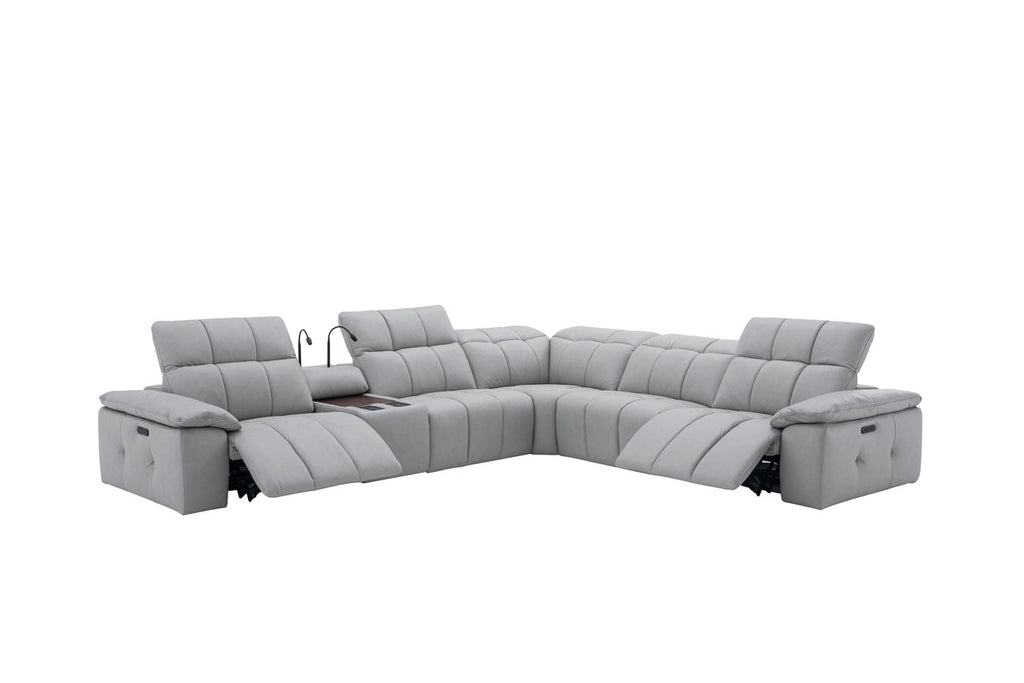 Beaumont Leather Power Recliner 8301 in Light Grey | J&M Furniture