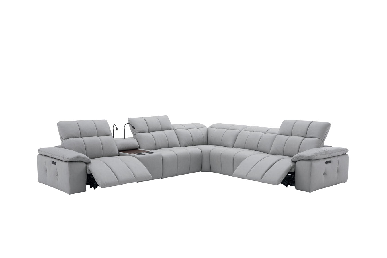 Beaumont Leather Power Recliner 8301 in Light Grey | J&M Furniture