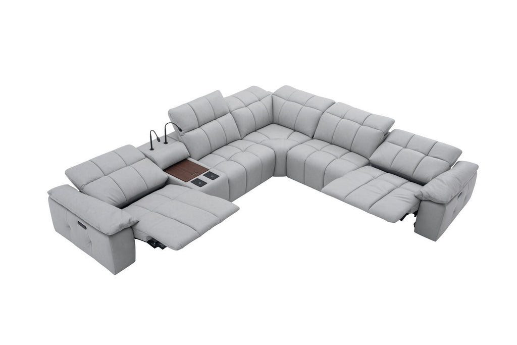 Beaumont Leather Power Recliner 8301 in Light Grey | J&M Furniture