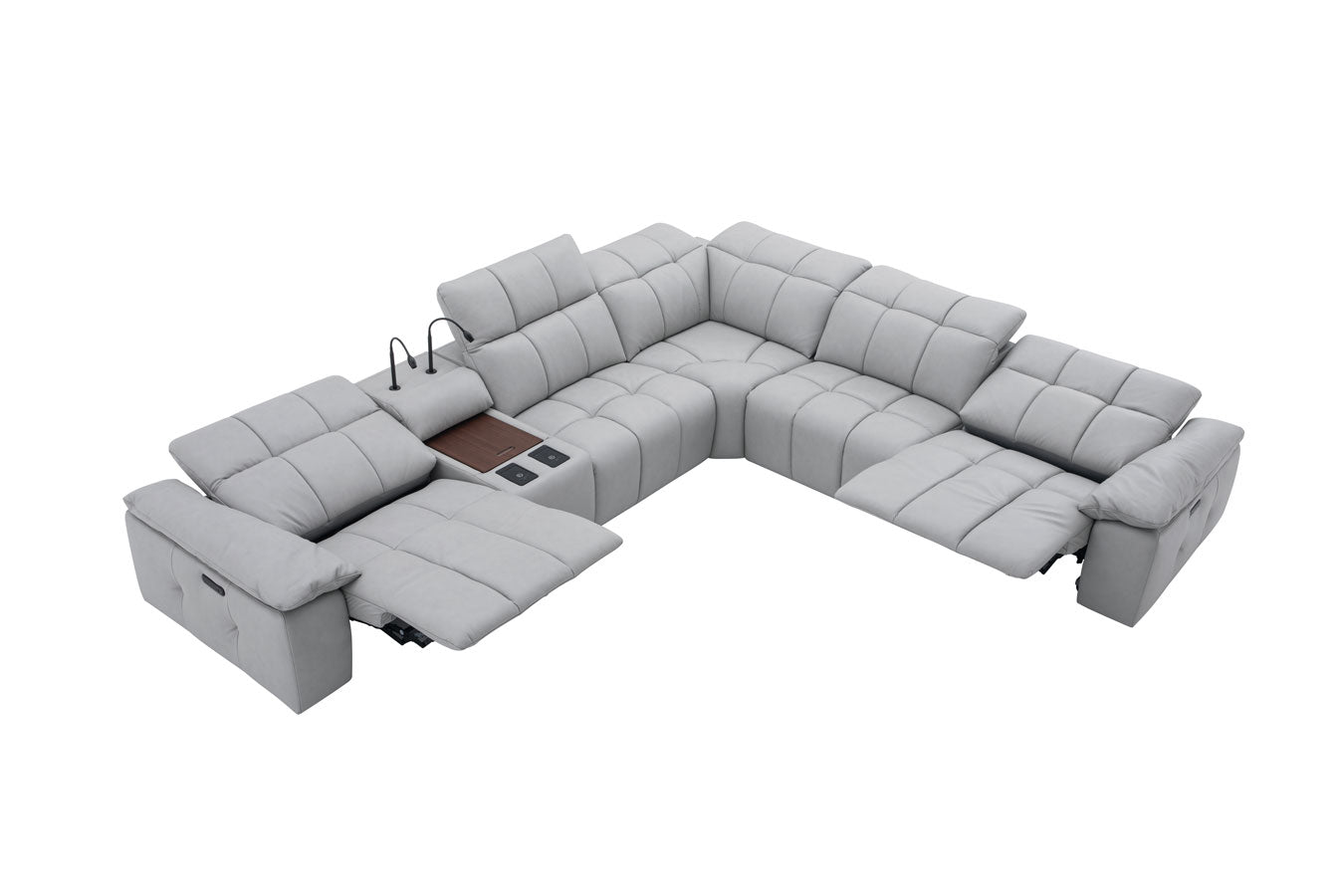 Beaumont Leather Power Recliner 8301 in Light Grey | J&M Furniture