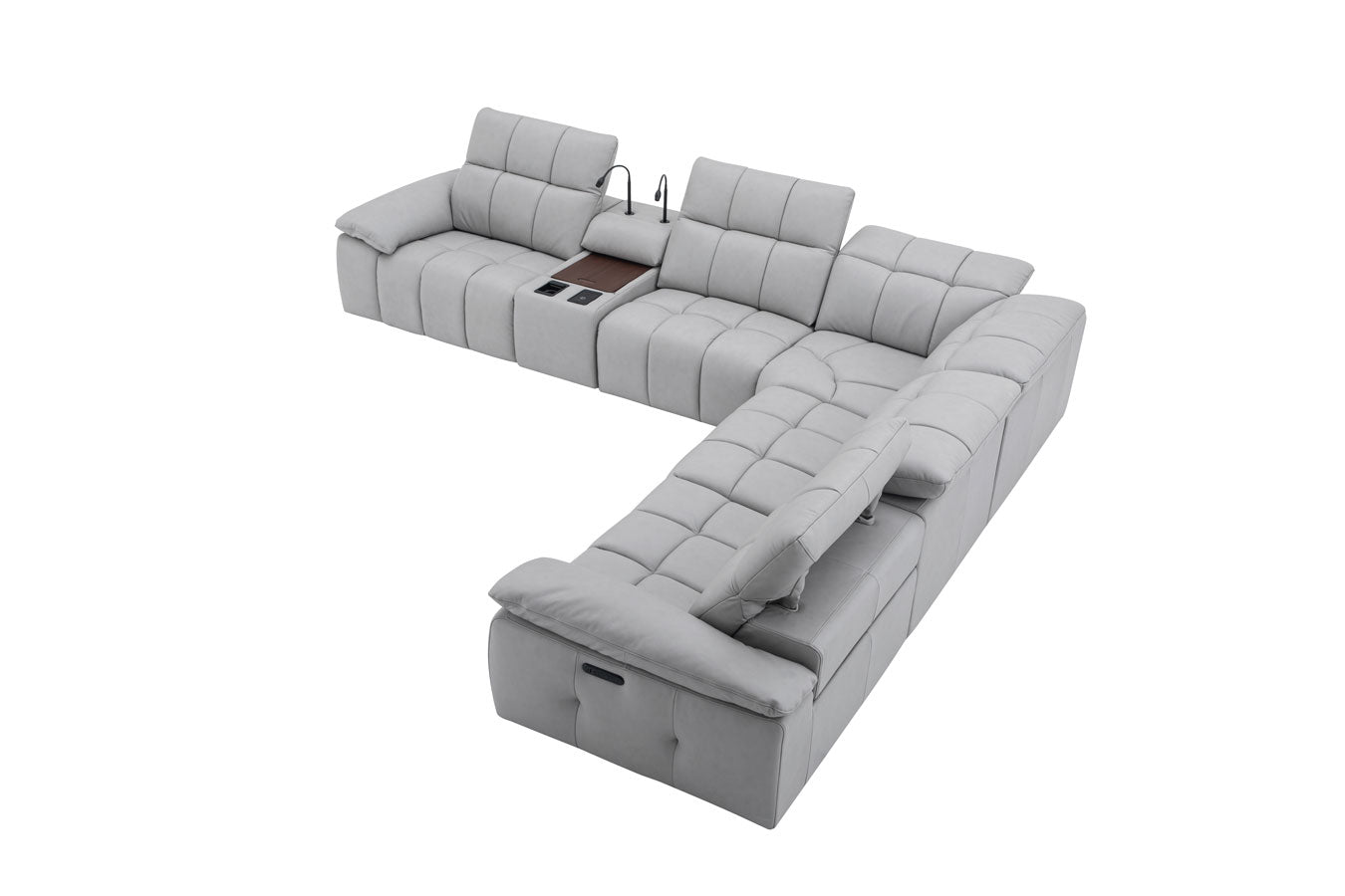 Beaumont Leather Power Recliner 8301 in Light Grey | J&M Furniture