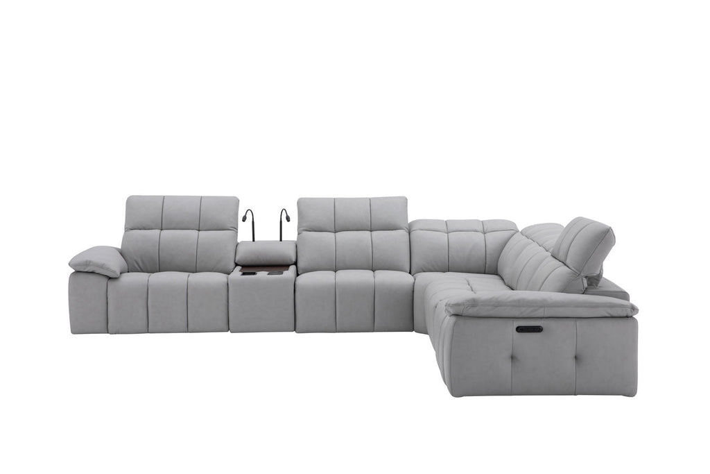 Beaumont Leather Power Recliner 8301 in Light Grey | J&M Furniture