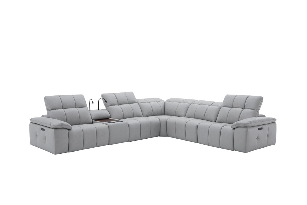 Beaumont Leather Power Recliner 8301 in Light Grey | J&M Furniture