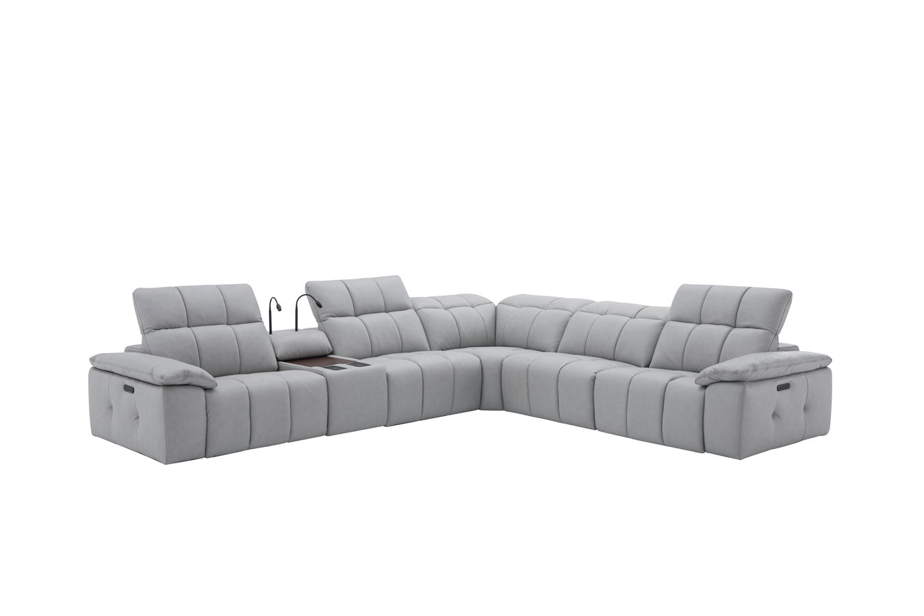 Beaumont Leather Power Recliner 8301 in Light Grey | J&M Furniture