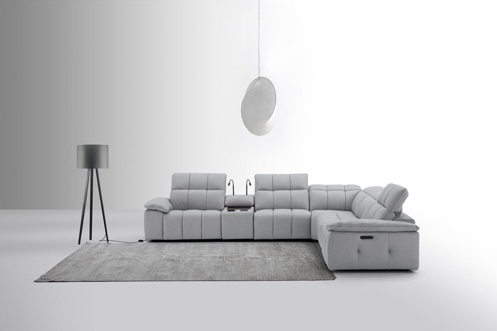 Beaumont Leather Power Recliner 8301 in Light Grey | J&M Furniture