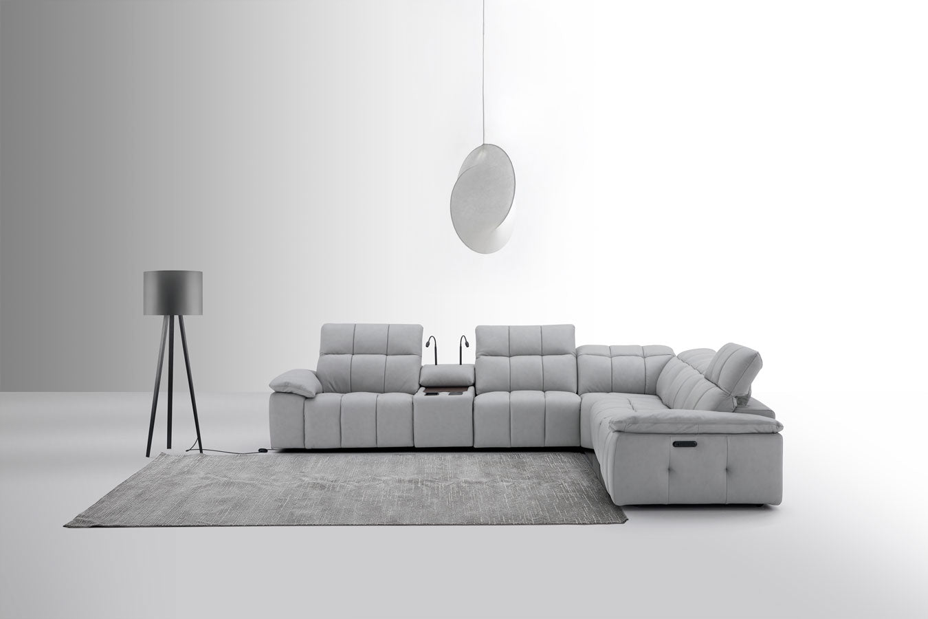 Beaumont Leather Power Recliner 8301 in Light Grey | J&M Furniture