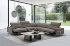 Dolce Vita Leather Power Reclining Sectional in Brownie