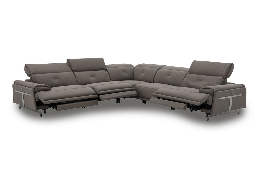 Dolce Vita Leather Power Reclining Sectional in Brownie